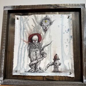 Red-Accented Horror Clown Canvas Art Print